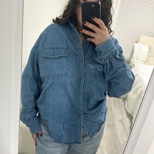 vintage calvin klein denim button down shirt